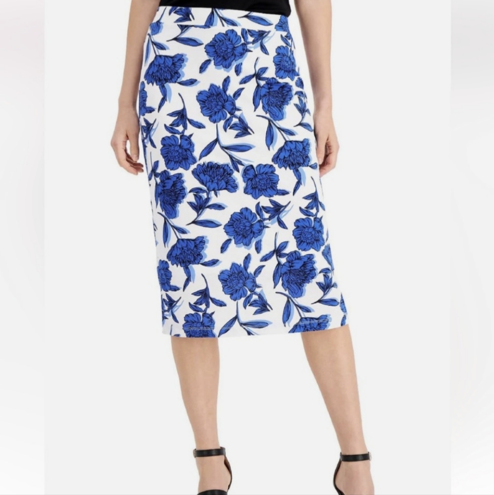 Kasper skirt, midi, pencil skirt fit, floral pattern
